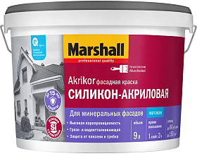 Краска Marshall Akrikor Фасадная силикон-акриловая матовая BC (9л)
